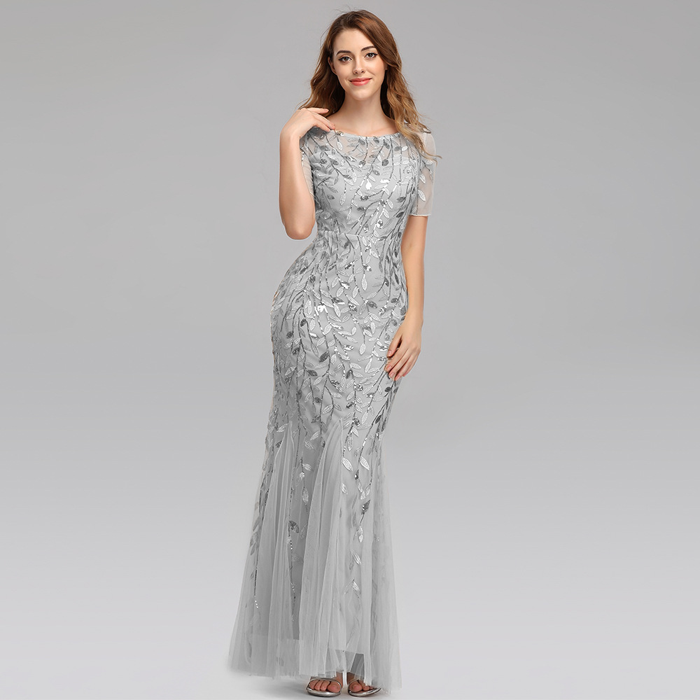 A-Line Bateau Short Sleeves Ankle-Length Mother of the Bride Dress