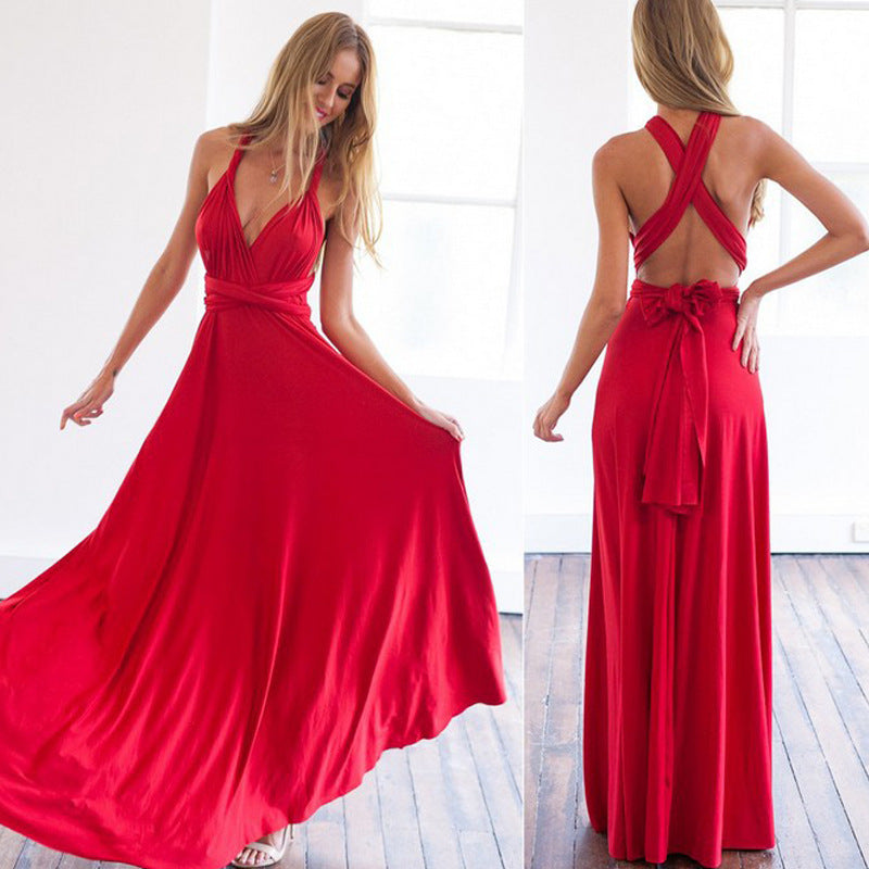 A-line V-neck Chiffon Floor-length Bridesmaid Dress