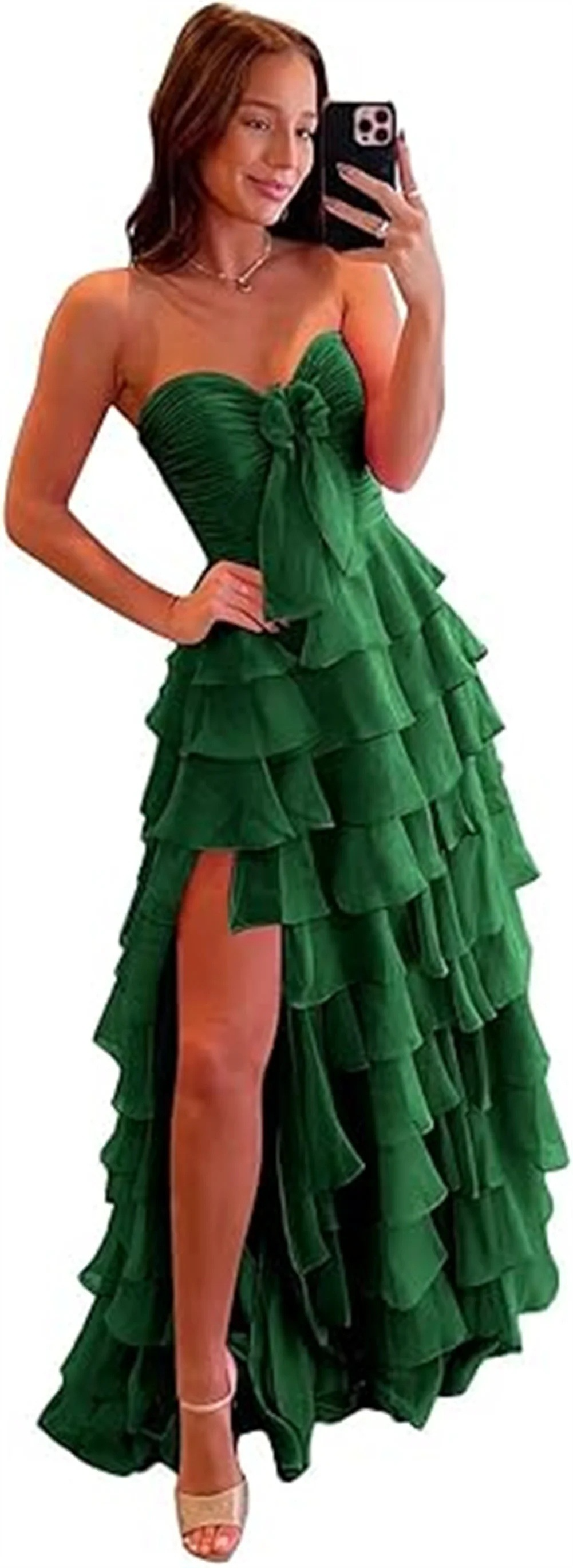 Strapless Chiffon Ruffle Tiered Prom Dress
