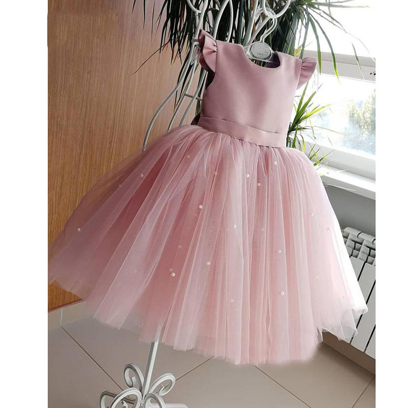 Ball-Gown Scoop Neck Satin Flower Girl Dress With Bow