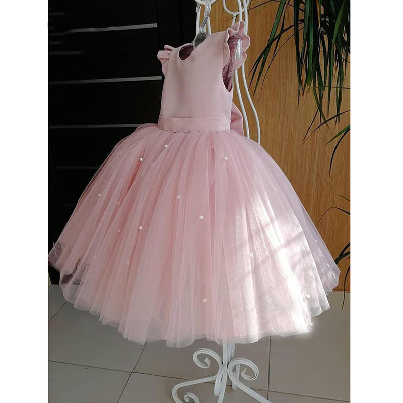 Ball-Gown Scoop Neck Satin Flower Girl Dress With Bow
