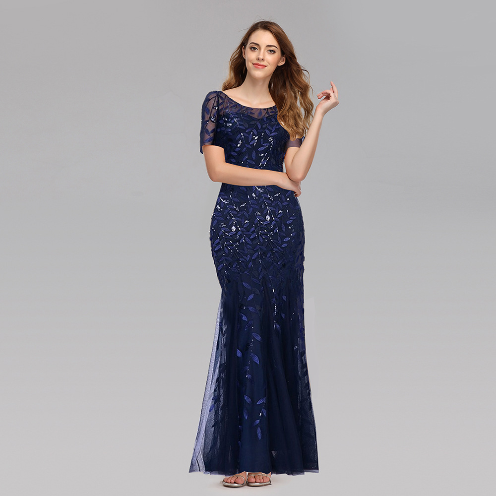 A-Line Bateau Short Sleeves Ankle-Length Mother of the Bride Dress