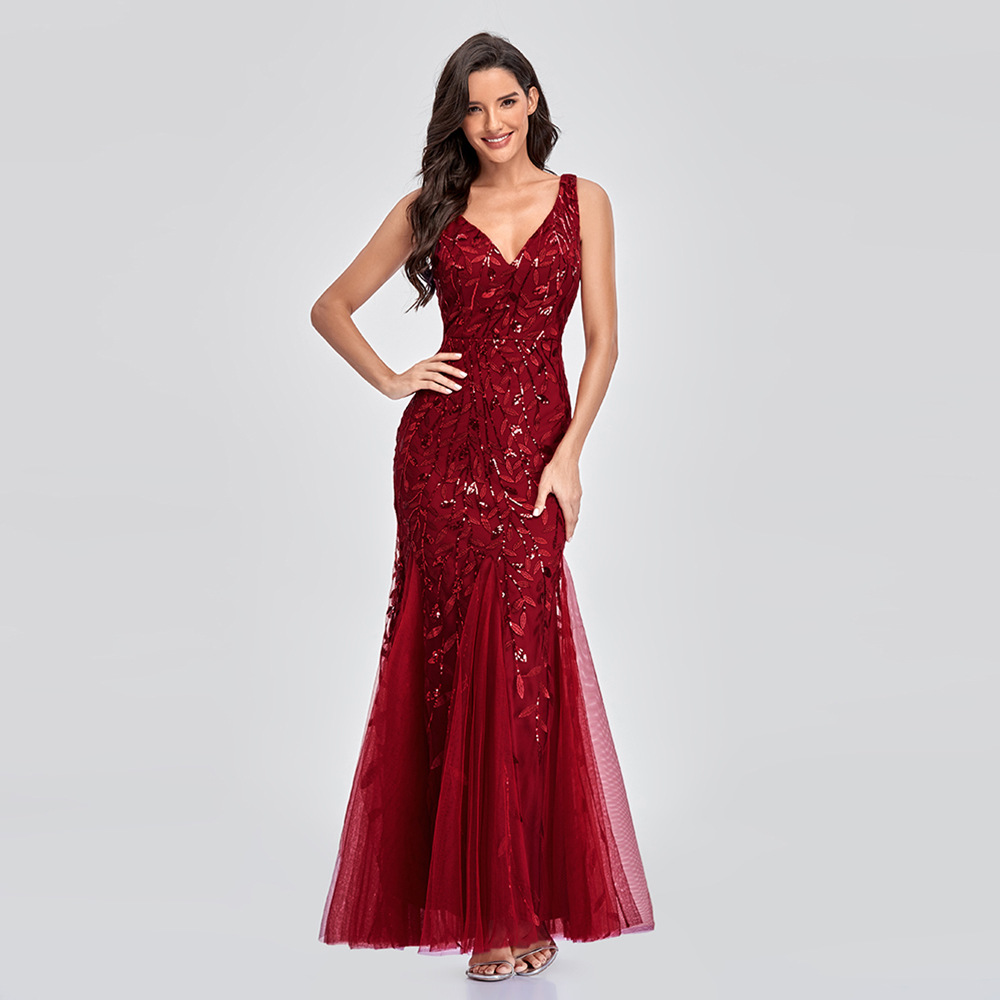 Applique V-neck Short Sleeves Floor-Length Mother of the Bride Dress