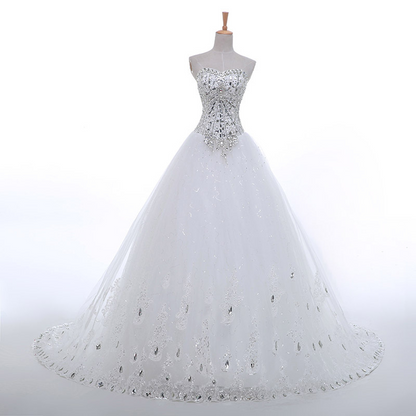 Lace Beaded Ball Gown Wedding Dress