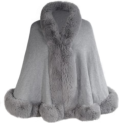 Faux Fur Collar Shawl