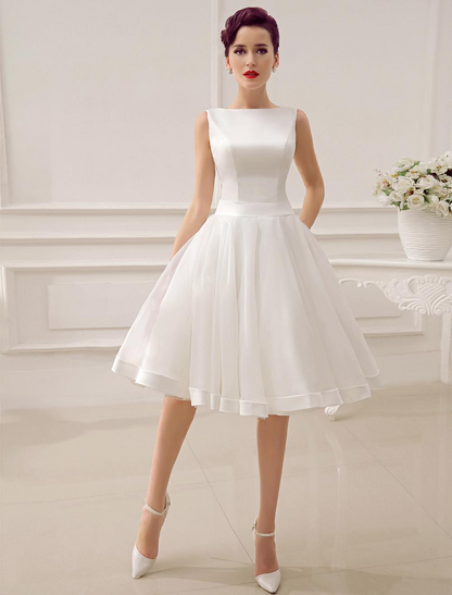 Bateau Sleeveless Vintage Short Wedding Dress