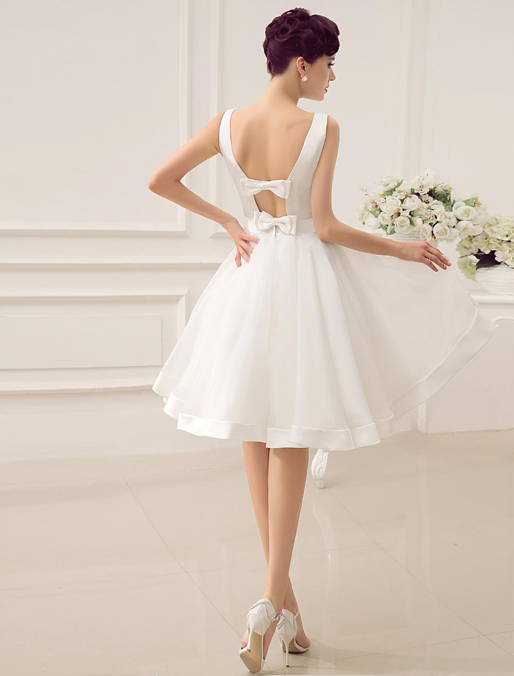 Bateau Sleeveless Vintage Short Wedding Dress