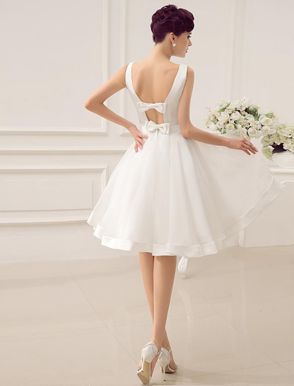 Bateau Sleeveless Vintage Short Wedding Dress