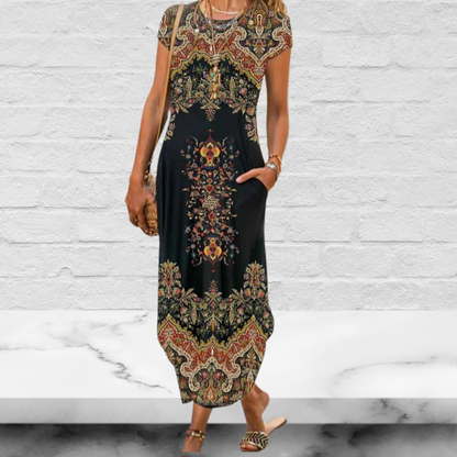 Printed Short Sleeves Casual T-Shirt Dress