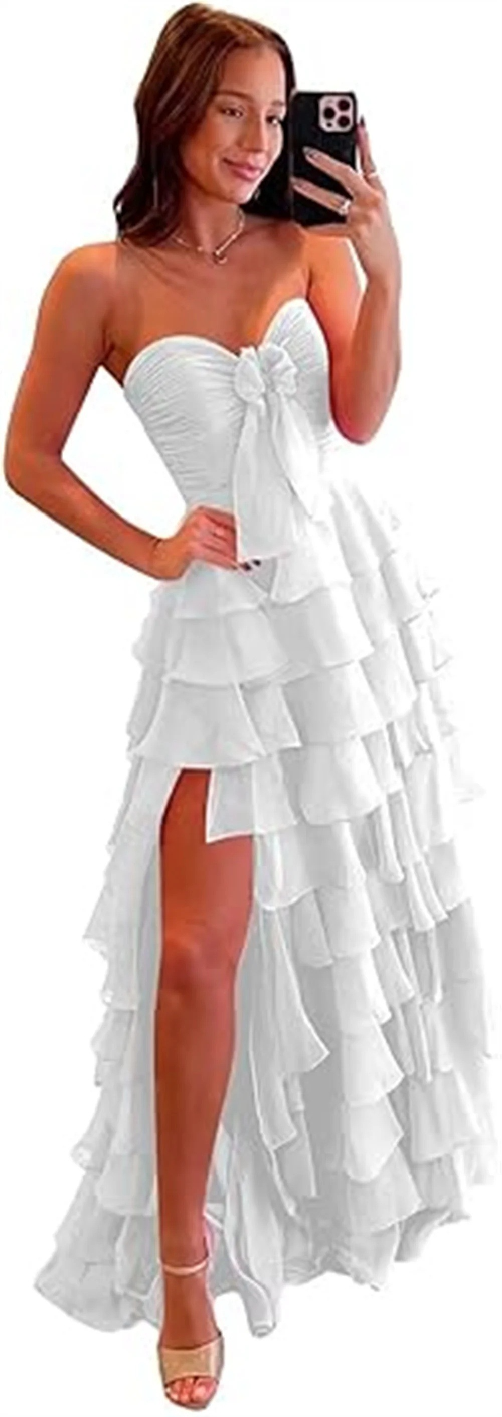 Strapless Chiffon Ruffle Tiered Prom Dress