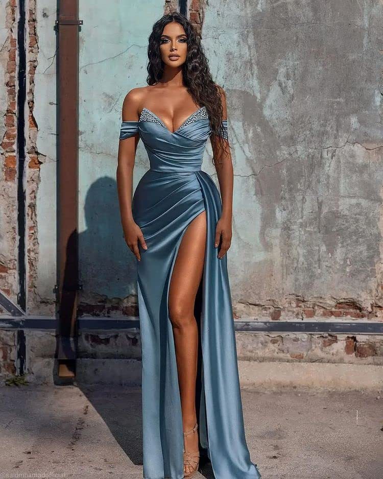 Satin Column V-neck Prom Dress With Ruched