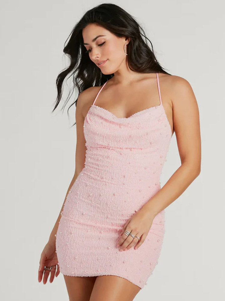 Ruched Spaghetti Straps Sleeveless Short Dress