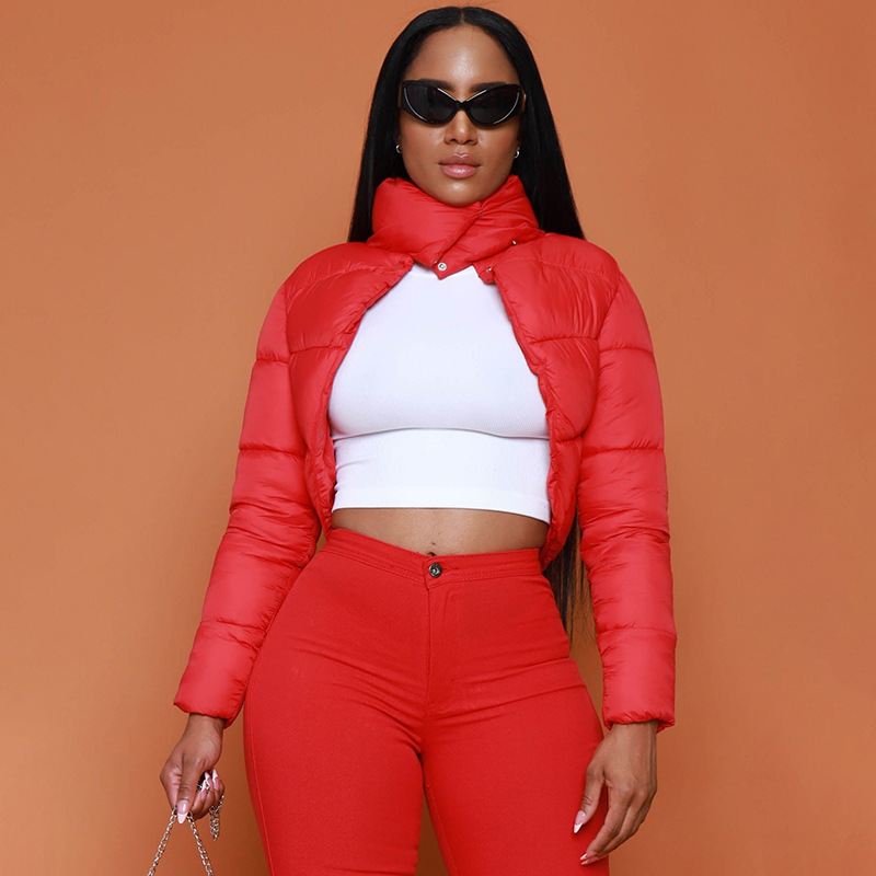 Stand Collar Cut Out Puffer Jacket