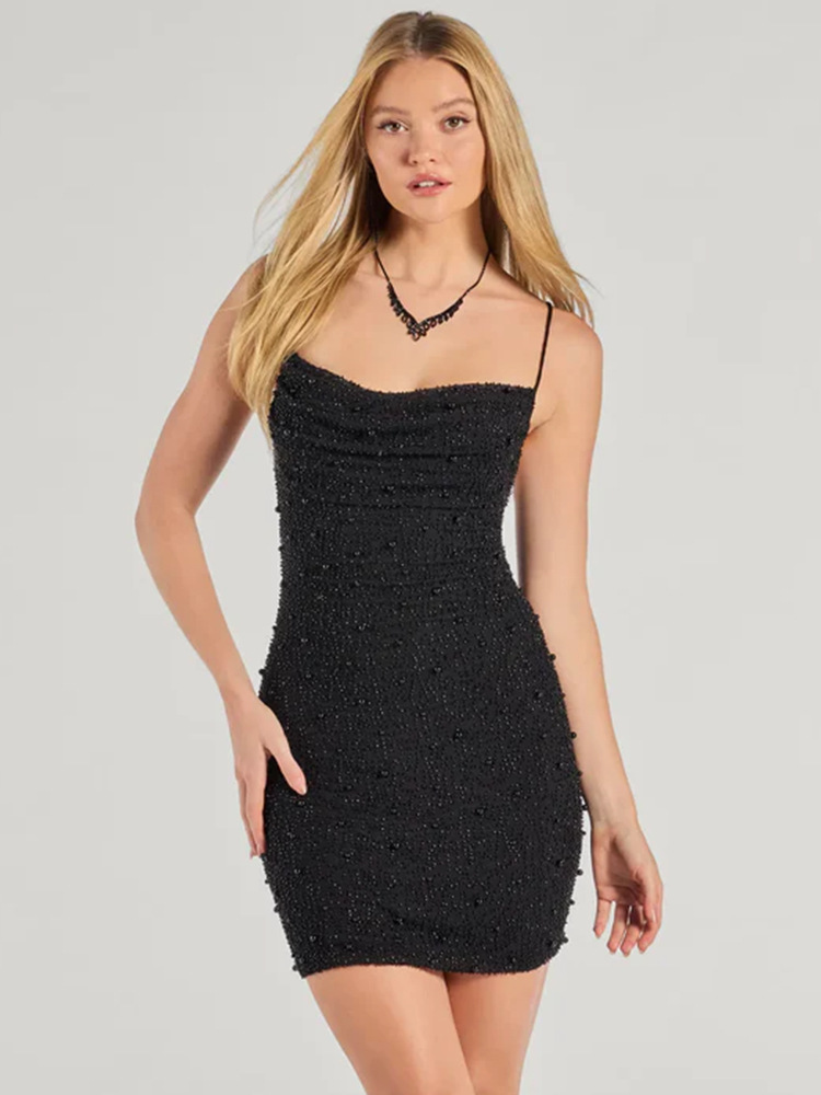 Ruched Spaghetti Straps Sleeveless Short Dress