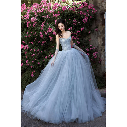 Strapless Sleeveless Lace Applique Floor-Length Dress