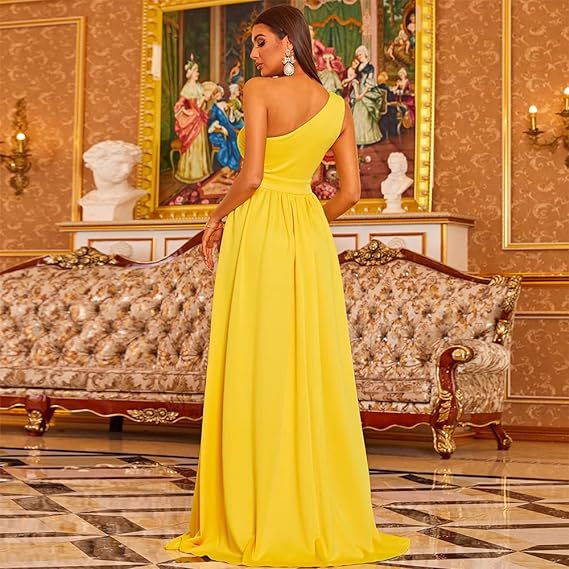 One Shoulder Floral Cutout Prom Dress