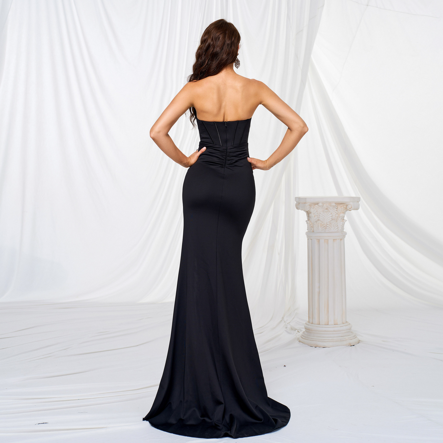 Column Strapless Sweetheart Corset Prom Dress