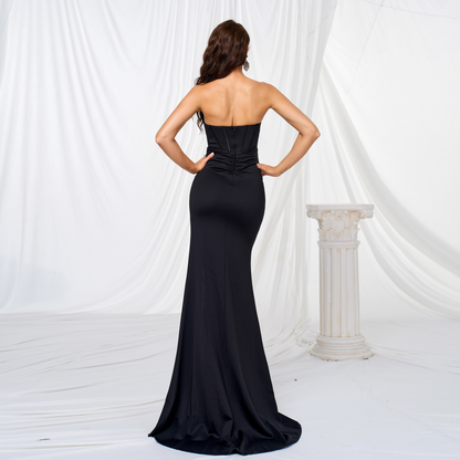 Column Strapless Sweetheart Corset Prom Dress