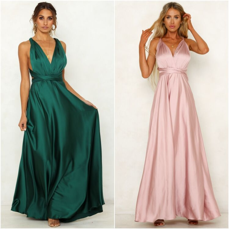A-line V-neck Floor-length Bow Bridesmaid Dress