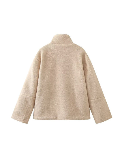 Zipper Faux Fur Lapels Jacket