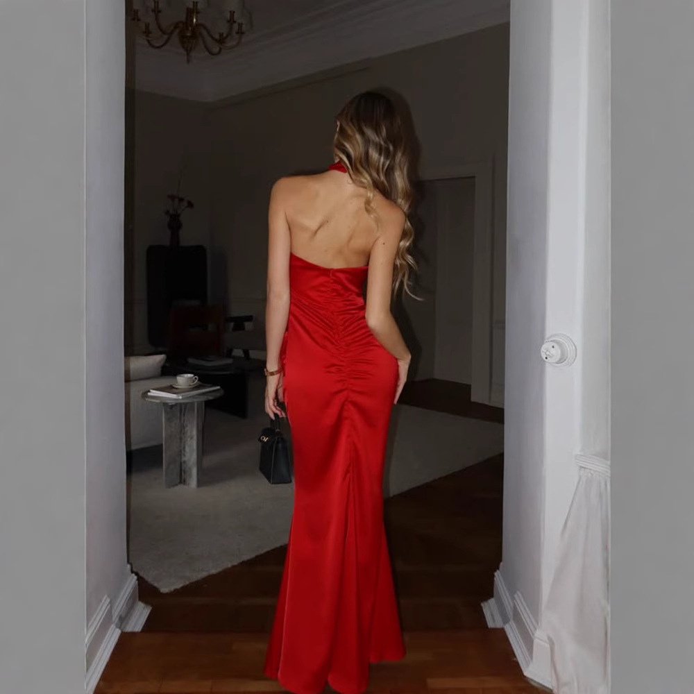 Halter Neck Sleeveless Backless Long Dress
