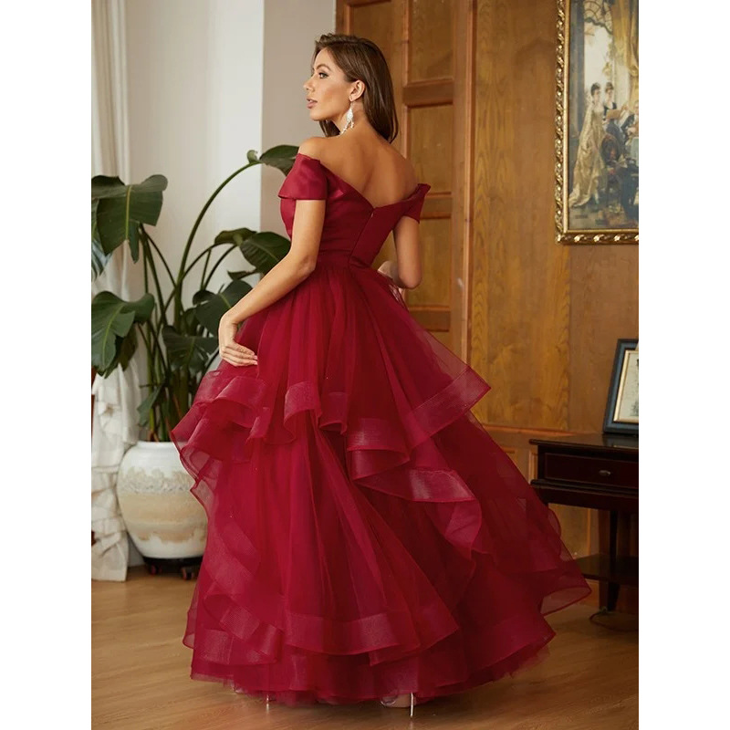 A-Line Ruffles Off-the-Shoulder Sleeveless Floor-Length Dress
