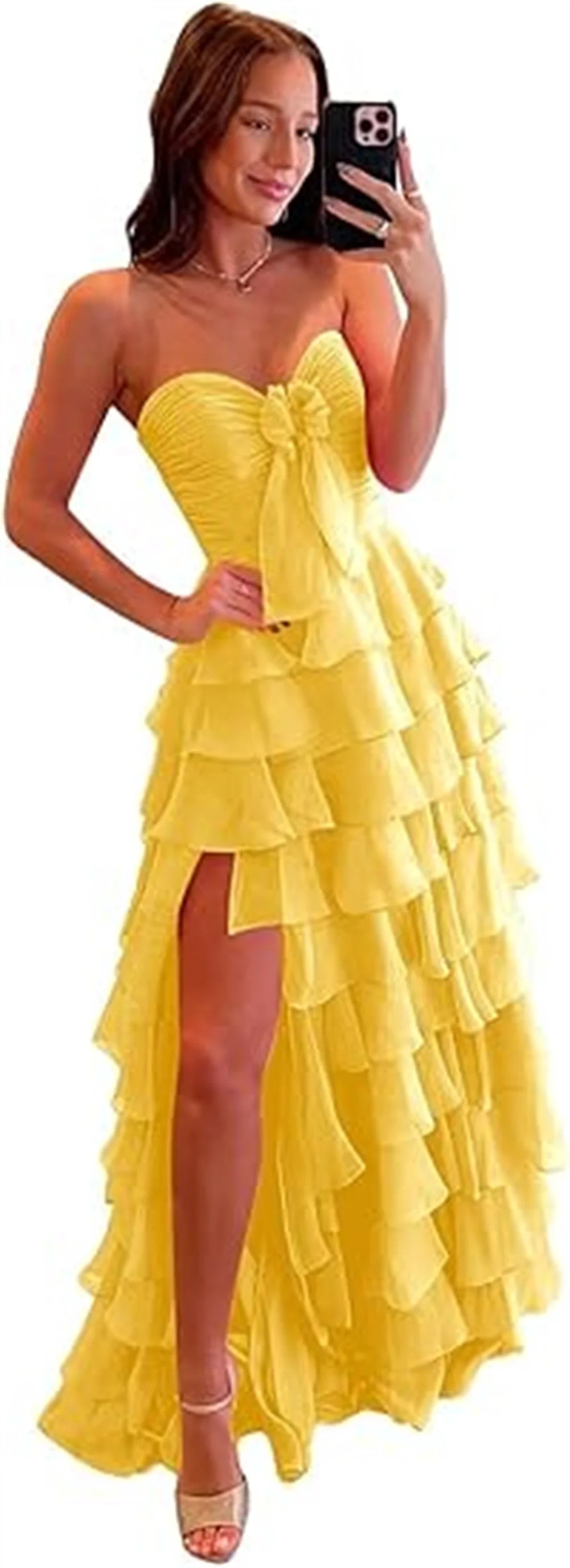 Strapless Chiffon Ruffle Tiered Prom Dress