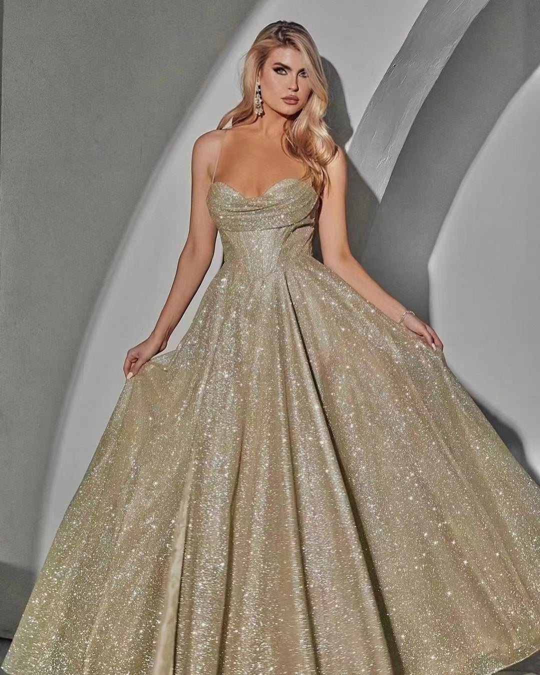 A-line Cowl Neck Tulle Prom Dress With Ruched