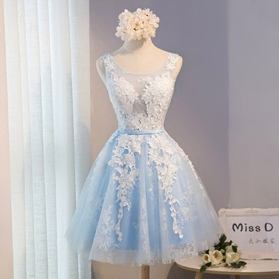 Lace Applique Backless A-Line Knee Length Short Wedding Dress