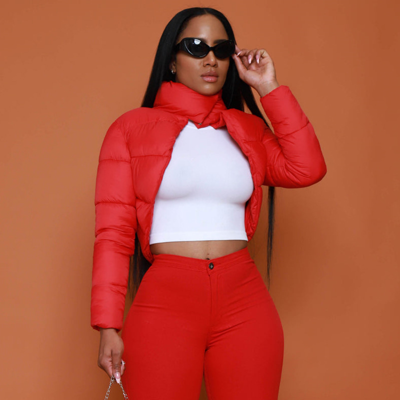 Stand Collar Cut Out Puffer Jacket