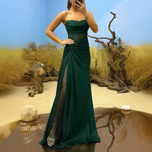 Satin Sweetheart Neck A-line Corset Prom Dress With Beading
