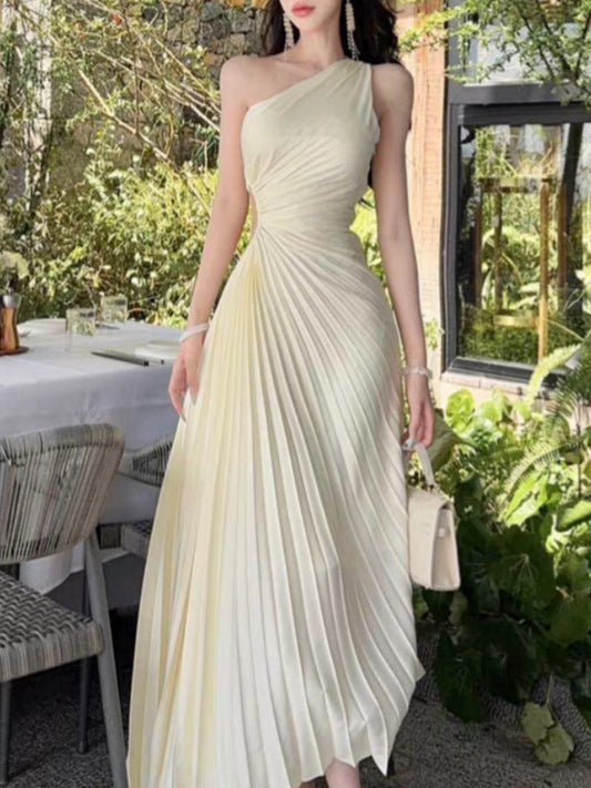 One-Shoulder Sleeveless Asymmetrical Cocktail Dress