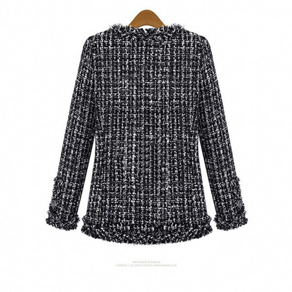 Black Plaid Short Women Coat Jacket