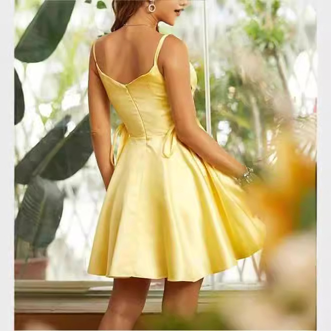 A Line Straps Short Prom Dress