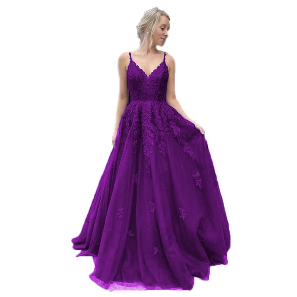 V-neck Tulle Ball Gown Prom Dress With Appliques