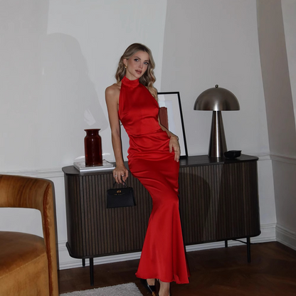 Halter Neck Sleeveless Backless Long Dress