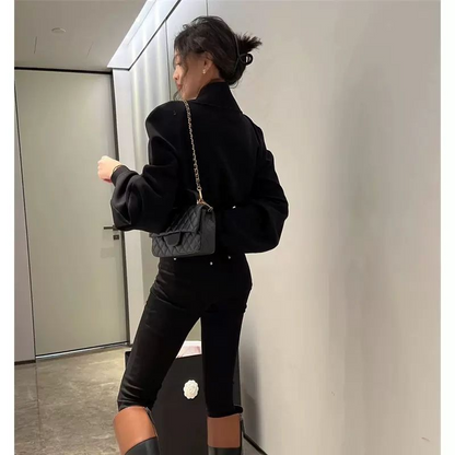 Patchwork Zipper Denim Outerwear Jacket