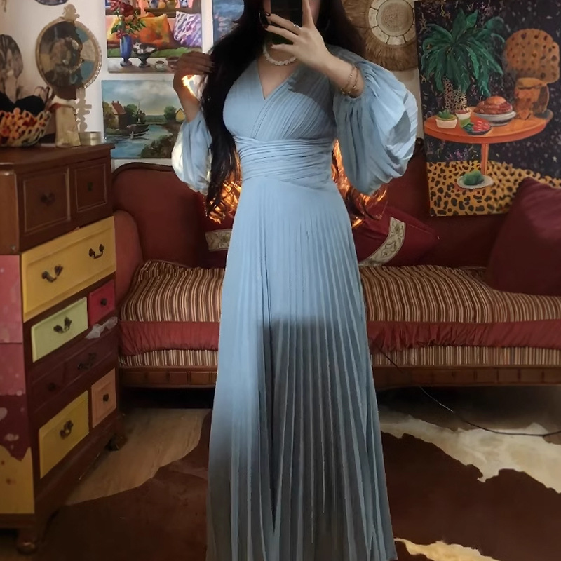A-Line V-neck Long Sleeves Floor-Length Mother of the Bride Dress