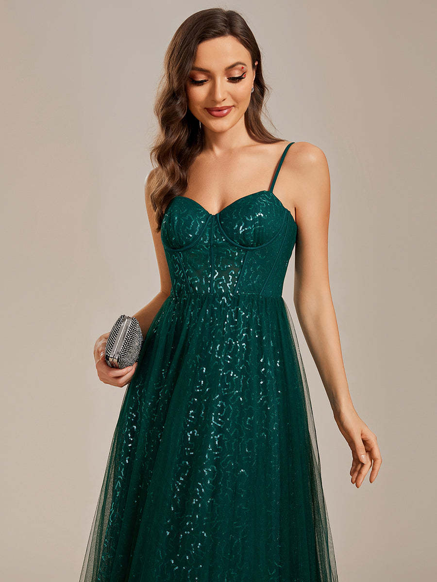 Spaghetti Strap Sleeveless Long Prom Dress