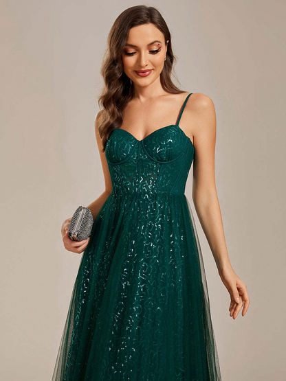 Spaghetti Strap Sleeveless Long Prom Dress