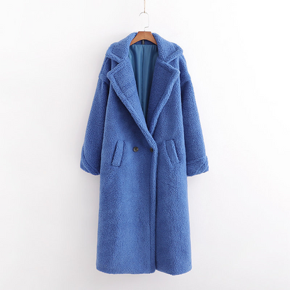 Long Faux Fur Lapel Coat