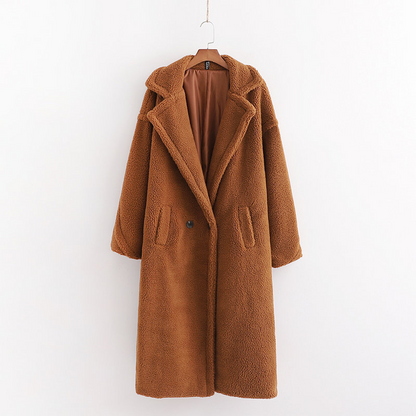 Long Faux Fur Lapel Coat
