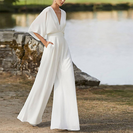 V-Neck Long Sleeves Floor-Length Evening Dress