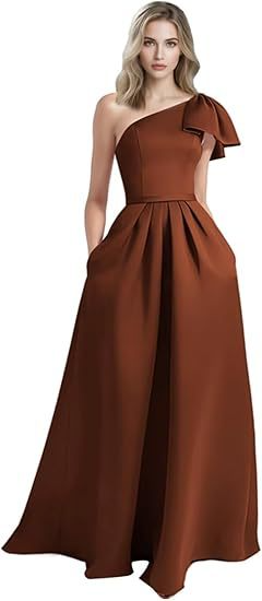 Unique Bow Accented One-Shoulder Ruched Evening Dress