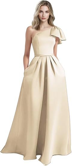 Unique Bow Accented One-Shoulder Ruched Evening Dress