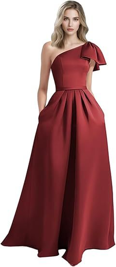 Unique Bow Accented One-Shoulder Ruched Evening Dress