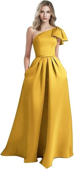 Unique Bow Accented One-Shoulder Ruched Evening Dress