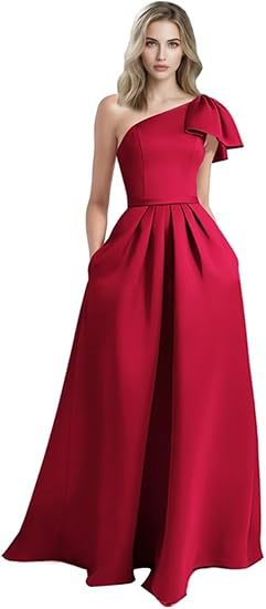 Unique Bow Accented One-Shoulder Ruched Evening Dress
