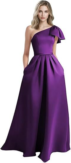 Unique Bow Accented One-Shoulder Ruched Evening Dress