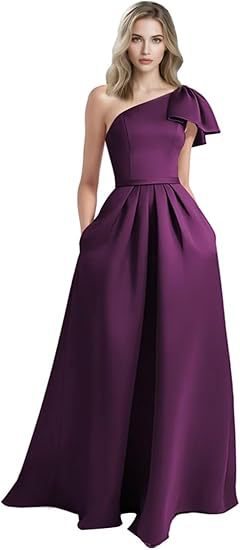 Unique Bow Accented One-Shoulder Ruched Evening Dress